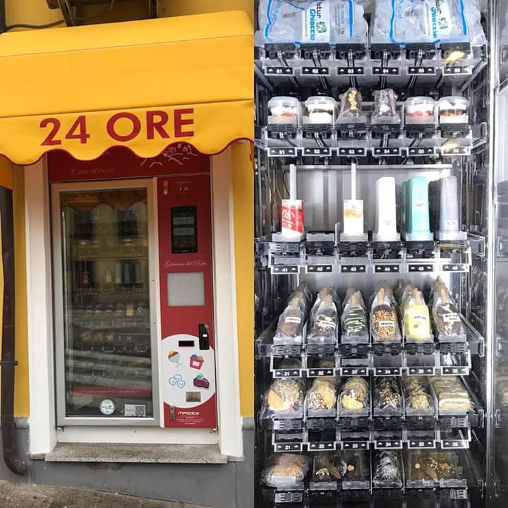 Il banco e la vetrina dei gusti.